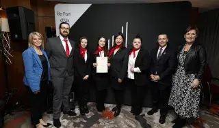 Lorraine Dunne (DkIT Lecturer), Donnacha Lynch, Niamh Warren, Niamh Mulholland, Xin Xu (Caroline), Anja Meidl, Brian Bowler, IHI President, Maria Roddy Freyne (DkIT Lecturer)