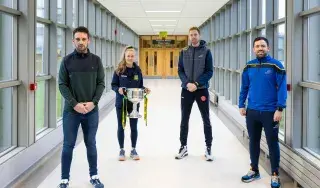 Derek Crilly, Sports & Societies Officer; Stacey Grimes, All Ireland Winner, DkIT Graduate; Craig Lynch GAA Development Officer; Karl O'Connor Ladies GAA Coach