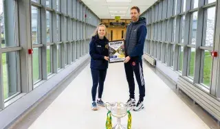 Stacey Grimes, All Ireland Winner, DkIT Graduate; Craig Lynch GAA Development Officer