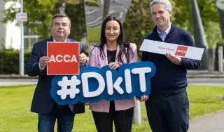 Shane Hill, Head of Department of Management and Financial Studies; Michelle O’Reilly, ACCA Ireland Business Development Manager and Pat O’Neill, Programme Director BA (Hons) in Accounting and Finance
