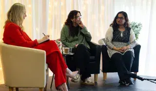 Postgraduate student Ester Balgova, PHD student Mugdha Srivastava at IWD