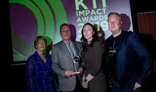 Pictured (from left) are Dr Alison Campbell, Director at KTI; Neil McLoughlin, Technology Transfer Manager, DkIT; Dr Anita Finnegan, CEO & Founder, Nova Leah and Professor Dr Fergal McCaffery, Director, Regulated Software Research Centre at DkIT at the KTI Impact Awards 2019. 