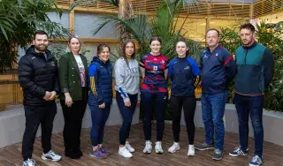 Representatives from DkIT and Louth LGFA launching the Female Athlete Health Programme