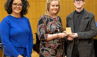 Annalisa Monticelli, Lecturer, DkIT; Dr Adèle Commins, Head of Department of Creative Arts, Media and Music, DkIT; Lee Harding;