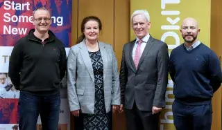 Pictured from the left are: Michael McCorry DkIT Lecturer, Dr. Patricia Moriarty, DkIT Head of School of Business & Humanities, Michael McGeehin, Director of  Sport Ireland Coaching and David Cranny DkIT Lecturer at the signing of the MOU with Sport Ireland Coaching. Photo by: DkIT