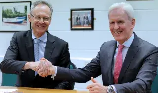 Pictured from the left are: DkIT President, Michael Mulvey, PhD with , Michael McGeehin, Director of  Sport Ireland Coaching at the signing of the MOU at the signing of the MOU with Sport Ireland Coaching. Photo by: DkIT