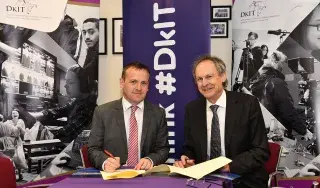 DkIT President, Michael Mulvey, PhD, with Enda Grace, MD of Dundara Television & Media launch new Television & Media Summer Academy