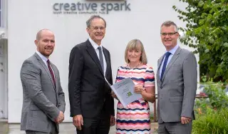 DkIT president Michael Mulvey and Aidan Browne, DkIT Head of Innovation & Business Development, pictured at Creative Spark offices, Dundalk