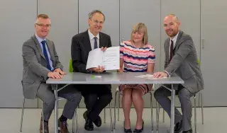 DkIT President, Michael Mulvey proudly announces new Strategic Partnership at Creative Spark offices, Dundalk