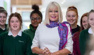 Minister Mary Mitchell O'Connor with students from St Louis Secondary School at DkIT