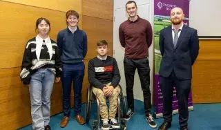 Jinyan Yang, Kian O’Brien, Christopher Duffy, Mark Nilan, Pat McCormick , Chairperson of the Engineers Ireland Northeast Region