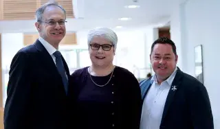 Pictured [from left] are DkIT President, Michael Mulvey (PhD), Brianain Erraught, Head of Department of Hospitality Studies and Chef Neven Maguire as part of the 'Succeeding In Business' Industry Seminar 2019