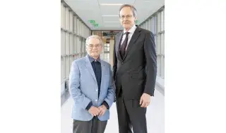 DkIT President, Michael Mulvey, PhD with Holocaust Survivor, Tomi Reichental at DkIT on Thursday