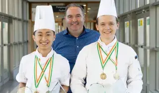 Pictured are (l-r) DkIT Culinary Arts students, Van Phouc Le from Dundalk and Ryan Dowling from Sherlock who received gold and silver medals at Chef Ireland 2020 competition