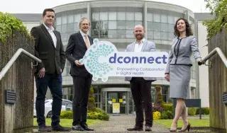 Pictured (l-r) are Adrian Corcoran, Construction Director, Walls Construction; Michael Mulvey, PhD, DkIT President and Niamh Barry, Training & Development Manager, Walls Construction at signing of MOU at DkIT campus