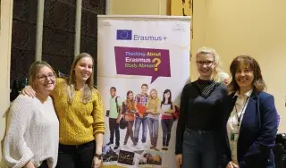 Noreen Carney, DkIT International Relations Officer, joins the Erasmus and International students for the evening
