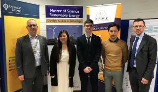 Pictured (L-R): Barry Hyland, Chairman of Engineer’s Ireland North East region and Engineer with SQS, pictured with finalists and DkIT lecturer Gareth Kelly