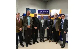 Pictured (L-R): Pat McCormick, Head of Department, Engineering, Trades and Civil Engineering at DkIT; Tom  Dooley, Head of School of Engineering, DkIT; Andrew Crowley,  Mechanical Engineer from Suretank; Barry Hyland, Chairman of Engineer’s Ireland North East region and Engineer with SQS; Andrew Crowley, Mechanical Engineer from Suretank; Sean McCarthy, Electrical and Electronic Engineer and Project Management Consultant; with Gareth Kelly, DkIT lecturer, Civil & Environmental Engineering.