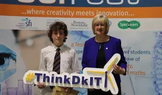 Pictured from left are: Runner-up Junior Life Sciences Project Award winner Joseph Cassidy from Coláiste Chú Chulainn and Dr. Sheila Flanagan, Vice President for Academic Affairs, DkIT