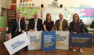 Pictured L-R are John MacGabhann, Teachers Union of Ireland, Jim Miley, Irish Universities Association, Joan Donegan, Irish Federation of University Teachers