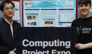 Pictured Left to Right: Final year BSc Computing students Rui Hi and Jordan Donnelly