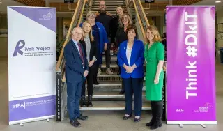 Dr. Diarmuid O’Callaghan, President DkIT, some members of the RiVeR Project steering committee including Dr. Edel Healy and Dr. Kathleen Nallen DkIT, Andrea McDermott, Men’s Aid Ireland, Joanne Murphy, Louth Children and Young People’s Services Committee, Geordie McAteer, Coxs Demesne Youth and Community Project Dundalk, Laura Cooney, Department of Justice and Gemma McNally, Student Counselling, University of Galway.
