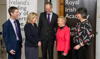 Mr William Parnell, Assistant Secretary General from the Department of Rural and Community Development; Professor Colette Henry, Head of Department of Business Studies at DkIT; Mr Michael Mulvey, PhD, DkIT President; Professor Áine Hyland, MRIA and Dr. Felicity Kelliher of Waterford Institute of Technology pictured at the North East Rural Conversation in DkIT.