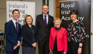 Mr William Parnell, Assistant Secretary General from the Department of Rural and Community Development; Professor Colette Henry, Head of Department of Business Studies at DkIT; Mr Michael Mulvey, PhD, DkIT President; Professor Áine Hyland, MRIA and Dr. Felicity Kelliher of Waterford Institute of Technology pictured at the North East Rural Conversation in DkIT.