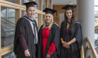 (L-R) Gareth Lau, Dayna Brannigan and Jade Kenny, pictured at their graduation ceremony, November 2018.