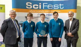 Runners-Up Award for Dara Courtney, Joshua Brandon and Seán Clerkin from Largy College, Clones 