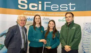 Professor Tom Collins, Alana McElroy, Megan Hurt (Colaiste Dun An Ri), Eirgrid