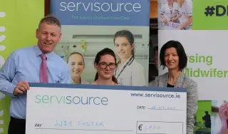 Pictured left to right: Myles Hackett, Head of Department of Nursing, Midwifery and Health Studies at DkIT; Scholarship winner Lisa Foster, BSc (Hons) in Psychiatric Nursing student at DkIT and Sinead Kieran, Marketing Manager at Servisource
