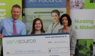 Pictured left to right: Myles Hackett, Head of Department of Nursing, Midwifery and Health Studies at DkIT; Scholarship winner Siobhan McBennett, BSc (Hons) in Intellectual Disability Nursing student at DkIT and Sinead Kieran, Marketing Manager at Servisource