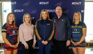 Mia Duffy (DkIT/Louth LGFA), Naomi O’Donoghue (Dundalk Credit Union), Aoife Gregory (DkIT GAA Development Officer), Liam O’Neill (Louth LGFA), Caitlin O’Reilly (DkIT/Louth LGFA)