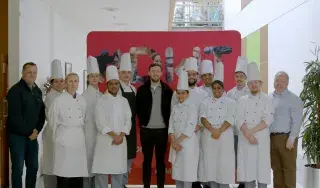 Stefan McEnteer with staff and students from Culinary Arts at DkIT