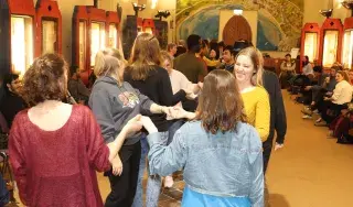 Students take to the dance floor to celebrate the CEILI
