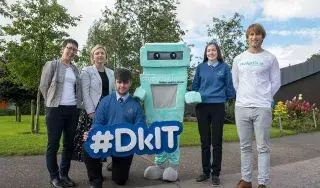 Eileen Lynch, DkIT Access officer, Siobhan Sheeran, Vice Principal Beech Hill College, Monaghan, Cillian Goodchild, Anna McCabe, 6th Form students, Luke Saunders, CEO Studyclix