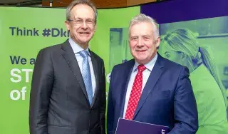 Fergus O’Dowd, TD and Michael Mulvey PhD, DkIT President pictured at the DkIT Symposium: A Changing Cross Border Landscape for Further & Higher Education.