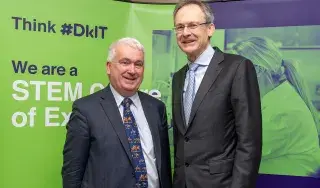 Declan Breathnach, TD and Michael Mulvey PhD, DkIT President pictured at the DkIT Symposium: A Changing Cross Border Landscape for Further & Higher Education.