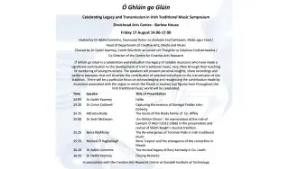 Programme for the DkiT Symposium: Ó Ghlúin go Glúin