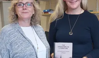 Dr Fiona Fearon and Dr Aoileann Ní Éigeartaigh, Department of Humanities, DkIT, at the launch of their book The Graveyard in Literature: Liminality and Social Critique (2022)