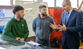 Tánaiste Michéal Martin talks to new motor mechanic apprentices