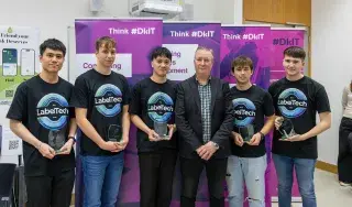 Tech Event Winning Lab Tech Team with Professor Fergal Mc Caffrey