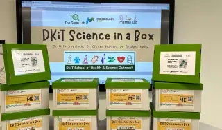 The Science in a Box packs ready to be delivered to schools
