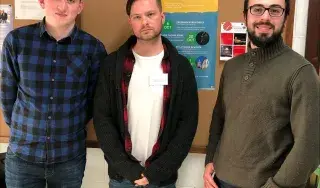 Darren Culliney, Benedict Lamb O’Sullivan and Leandro Pessina at the Joint Society for Musicology Ireland (SMI) and International Council for Traditional Music (ICTM-IE) Postgraduate Conference hosted by University College Dublin