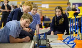 Pupils from St Buites N.S., Tenure take part in the VEX Robotics North East Regional Competition at DkIT [Photo: Ciara Wilkinson]