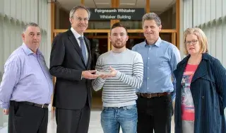 DkIT Engineering Student, Warren Stevely with DkIT President, Dr. Michael Mulvey and Lecturers from the BA (Hons) in Entrepreneurship In Engineering Programme at DkIT.