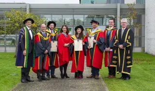 Michael Wilson, Patricia Antunes and Brian Doyle receiving their Doctorates of Philosophy