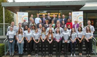Breath Project Management Team and PhD Students at the Project Launch in November 2017 with DkIT President, Dr Michael Mulvey [Top Centre]. 