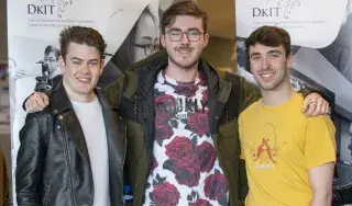 (L-R) BA (Hons) Film & Television Production students Cathal O’Riordan, Tullamore; Leigh Ryan, Tullamore and Evan Huff, Carlow